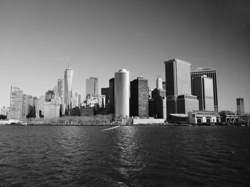 View of skyscrapers against clear sky