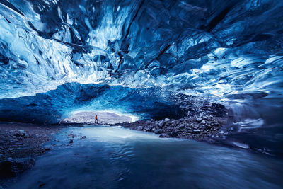 Blue ice cave in vatnajokull glacier, iceland