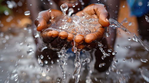 Cropped hand of woman holding water