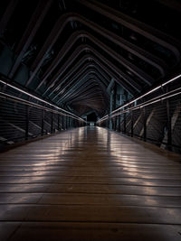 Empty footbridge at night