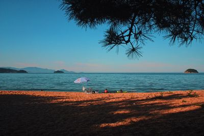 Scenic view of sea against clear sky