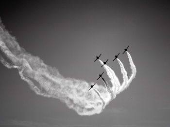 Low angle view of airshow in sky