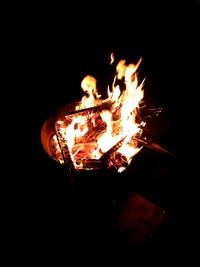 Close-up of bonfire at night