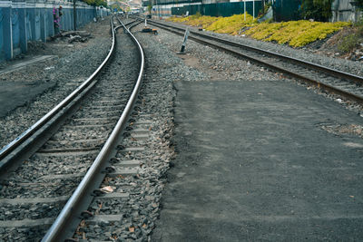 High angle view of railroad tracks