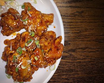 High angle view of meal served on table