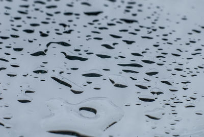 Full frame shot of raindrops on glass