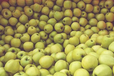 High angle view of green apples