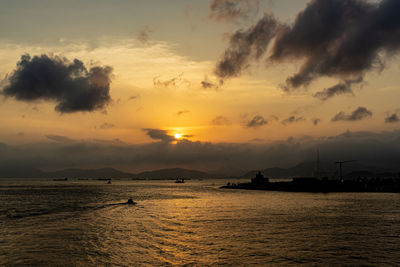 Scenic view of sea against sky during sunset