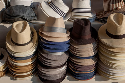 Full frame shot of hats for sale