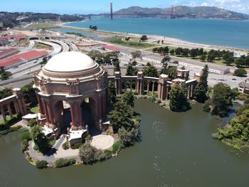 High angle view of buildings in city