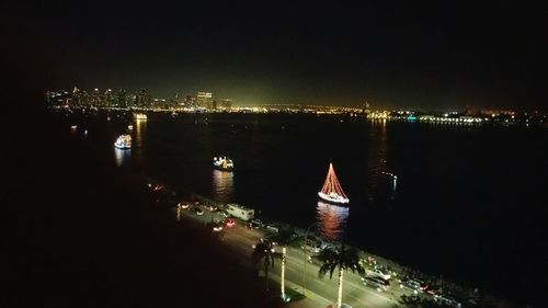 Illuminated cityscape at night