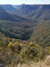 High angle view of land and mountains