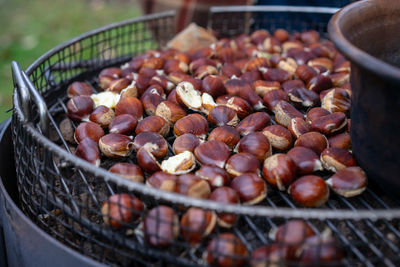 Chestnuts roasting on a grill