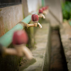 Old water taps on water pipe without water in drought .water taps without water .