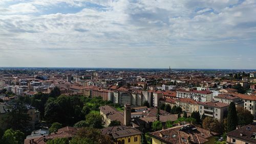 High angle shot of townscape against sky