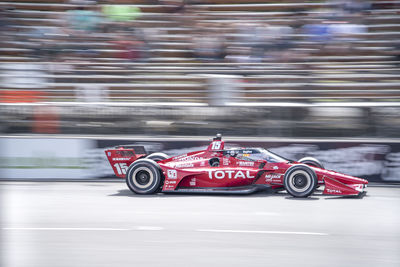 Side view of blurred motion of car