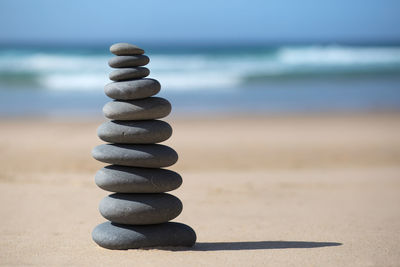 Close-up of pebbles on beach