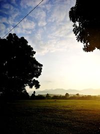 Silhouette trees on field against sky