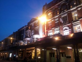 Low angle view of buildings at night