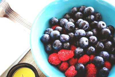 Close-up of berry fruits in bowl