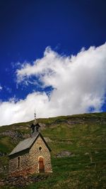 Low angle view of temple against sky