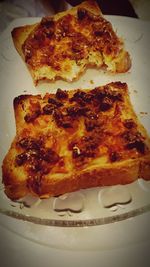 Close-up of bread in plate