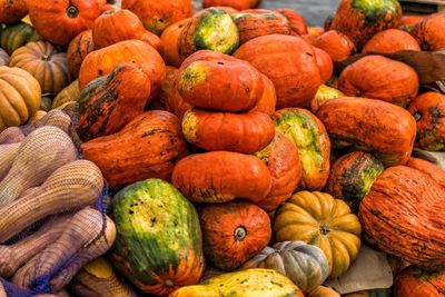 Full frame shot of pumpkins at market