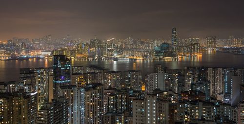 Illuminated city at night