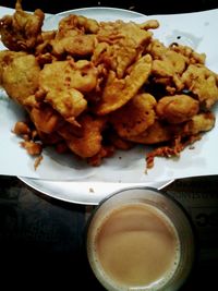 Close-up of served food on table
