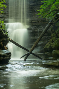 Scenic view of waterfall