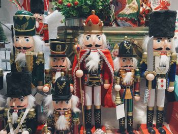 Close-up of nutcrackers for sale at store