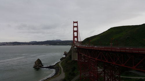 Suspension bridge over river