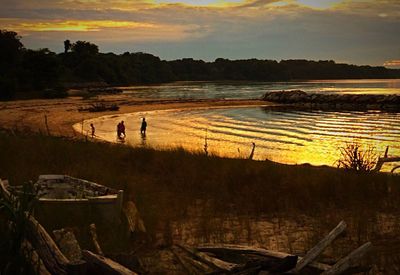Scenic view of sunset over sea