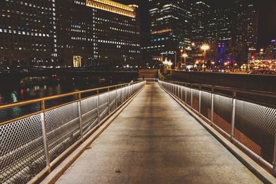 Lighted walking path in the city at night