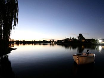 Scenic view of lake against clear sky