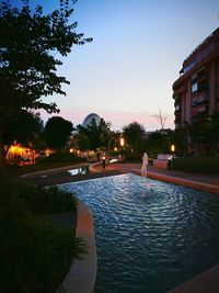 Swimming pool at night