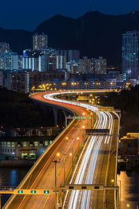 High angle view of illuminated city at night