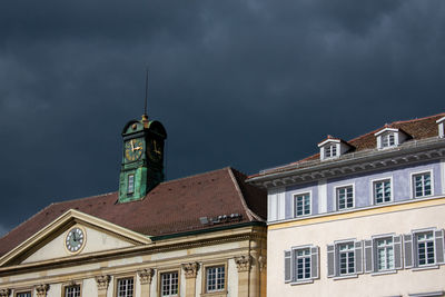 Low angle view of building against cloudy sky