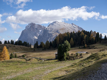 Scenic view of mountains against sky at seiser alm