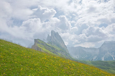 Scenic view of mountains against sky