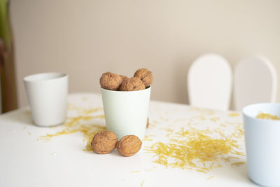 Grain, nuts, pasta and rice on table.sensorial early development, education for baby, child