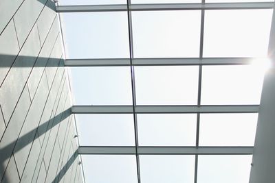 Low angle view of modern building against clear sky