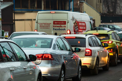 Vehicles on road in city