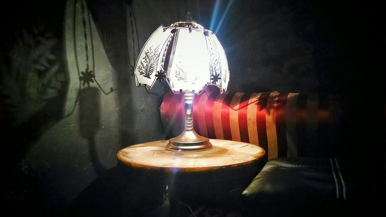 LAMP POST IN DARK ROOM