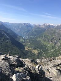 Scenic view of rocky mountains against sky