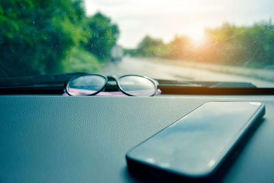 Close-up of wet car window