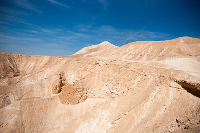 Scenic view of desert against blue sky