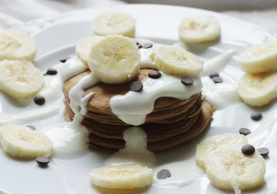 Close-up of dessert in plate on table