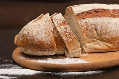 Close-up of bread on cutting board