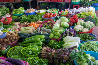 Vegetables for sale at market stall